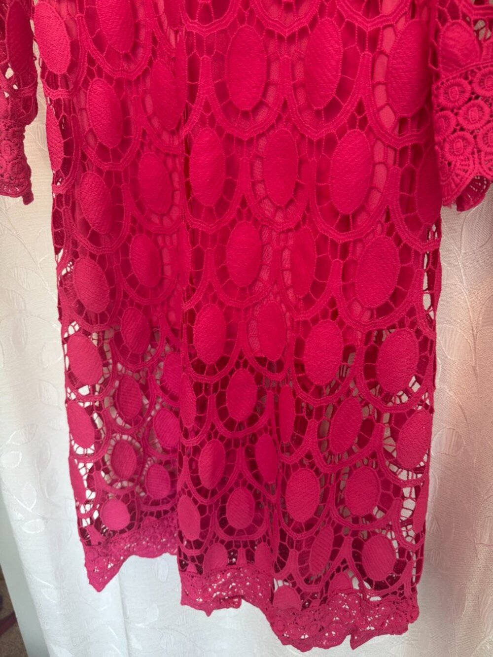 Pink Lace Midi Dress Size M-L - Picture 3 of 9
